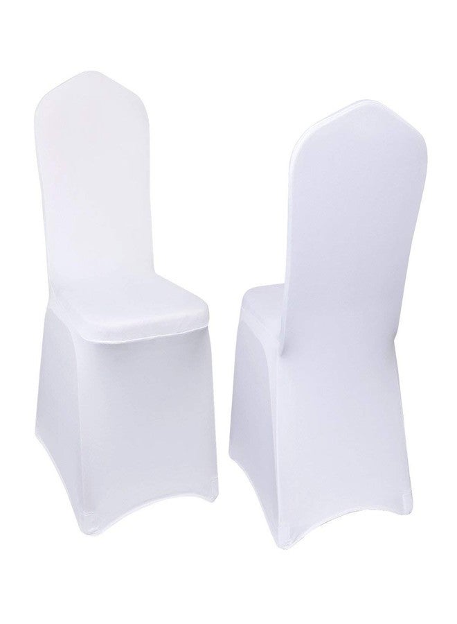 Yahpetes Chair Cover White Polyester Spandex Banquet Chair Covers Slipcover Flat Front Stretch Spandex Chair Covers for Wedding Banquet Dining Party Decorations (1 Pcs White) - Image 1